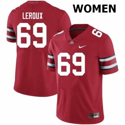 NCAA Ohio State Buckeyes Women's #69 Trey Leroux Scarlet Nike Football College Jersey ACN5345SP